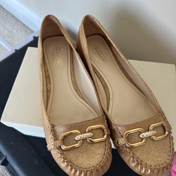 Coach Shoes - Coach Gold leather flats
